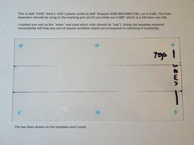 A plastic template for marking the snap holes perfectly square